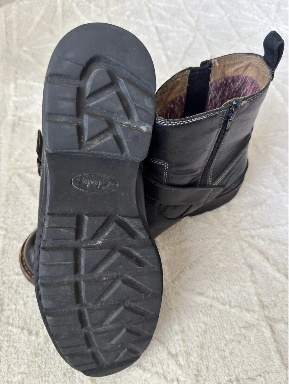 Clarks Men's Chilton side-zip buckle biker boots black leather 11 M
